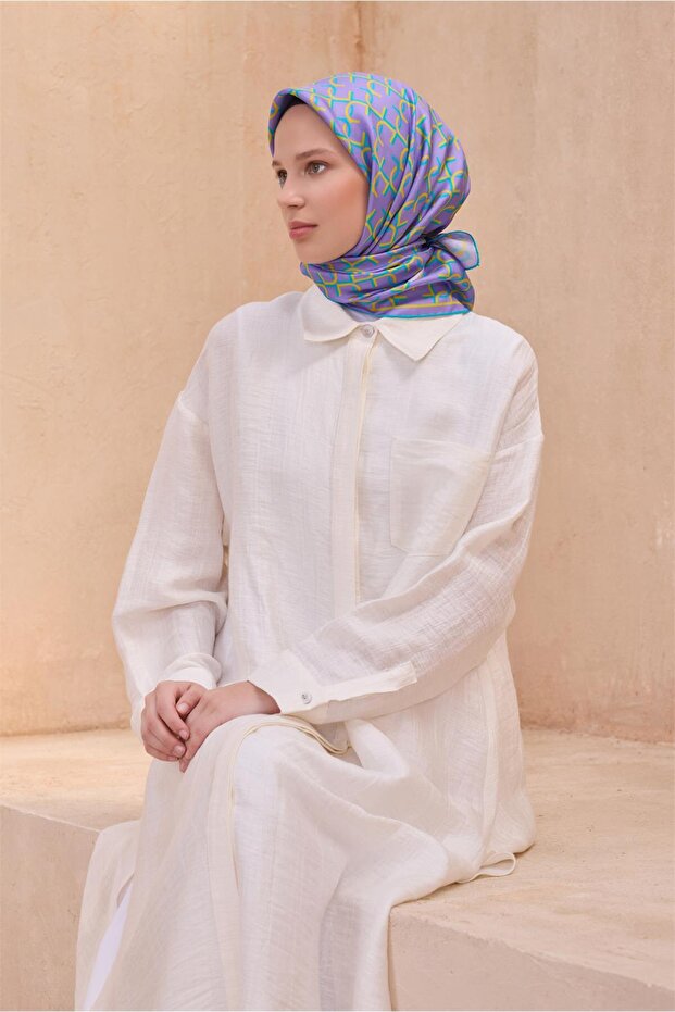 وشاح حريري بنمط مونوغرام 4102D تويل - 1