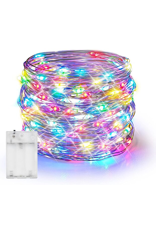 40 LED Silver Wire Fairy Lights Multi Color, 195cm Battery Operated String Lights