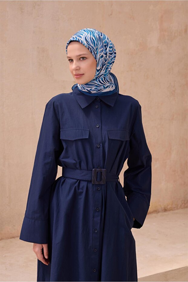 Flower Pattern Blue Premium Soft Scarf 8 - 13