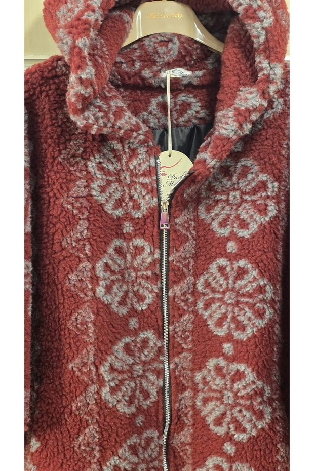 معطف بنمط زهور مزخرفة مع سحاب - 3