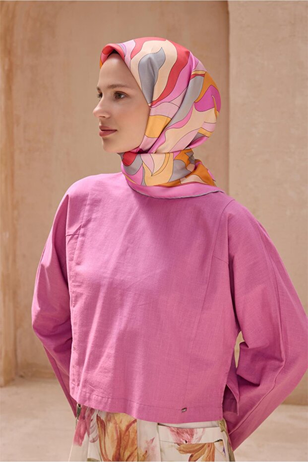 وشاح حريري بنقشة زهور 4108D (سورة)