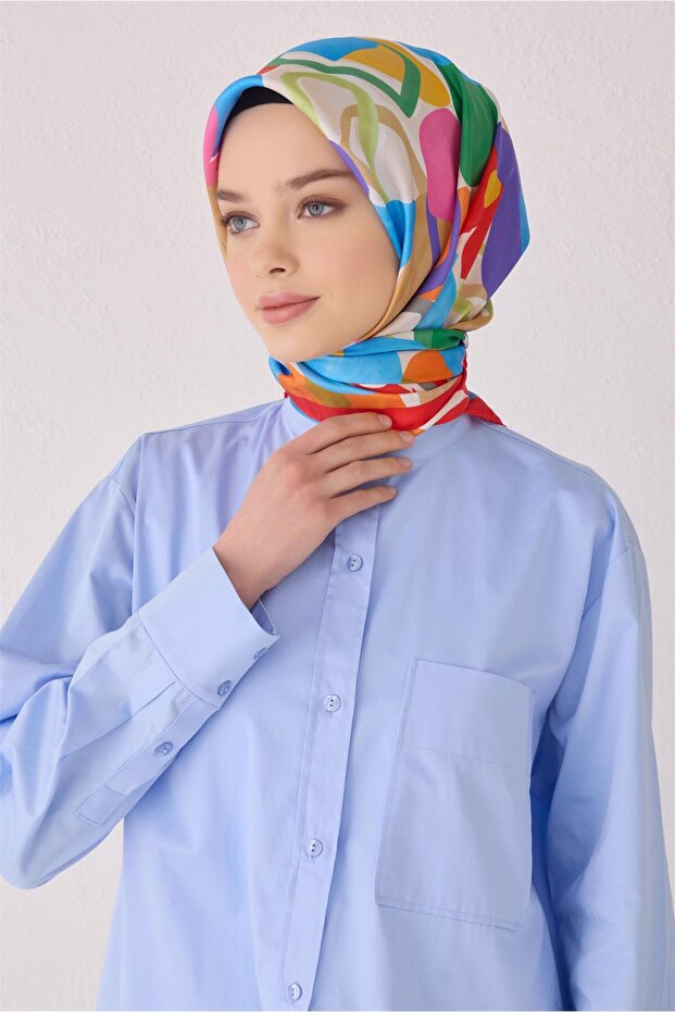 وشاح حريري بنمط هندسي 4054D (تويل)-05