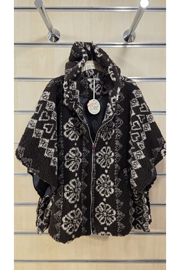 معطف بنمط زهور مزخرفة مع سحاب - 1