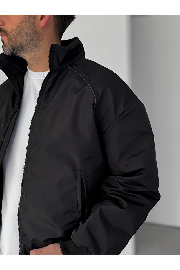 Siyah Biyeli Bomber Mont LNS-50685 - 6