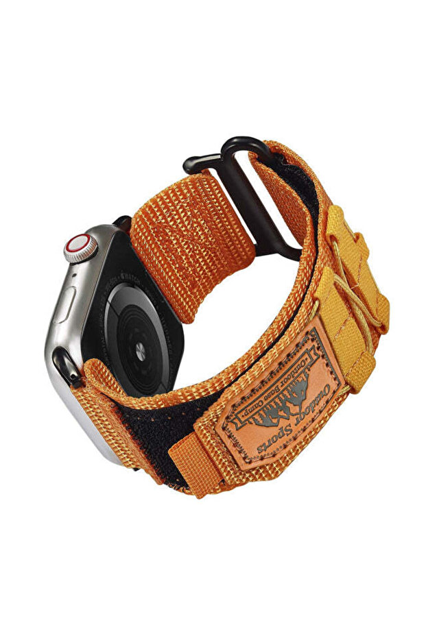 Rugged Nylon Sport Velcro Loop Band Compatible with Apple Watch Ultra/Ultra 2 49mm, 45mm, Orange
