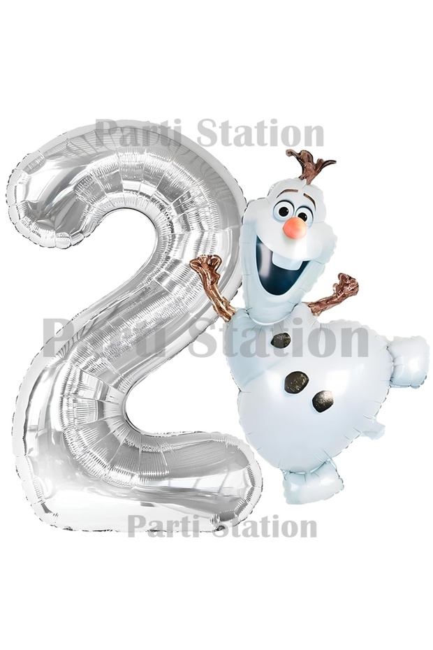 Frozen Olaf Concept 2 Year Old Silver Foil Number Balloon Set