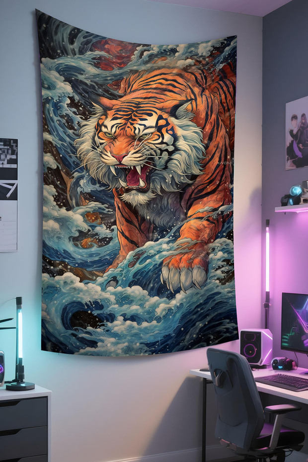 Gamer Wall Cloth, Playstation Xbox – Animal Themed, High-Quality Fabric, Tapestry Wall Carpet