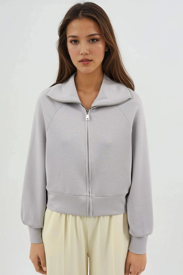 BUSEM Rahat Kesimli Fermuarlı Sweatshirt - 7