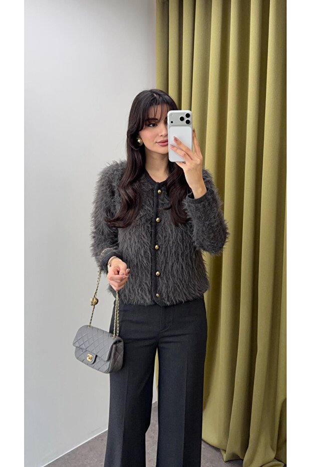Bearded Anthracite Cardigan