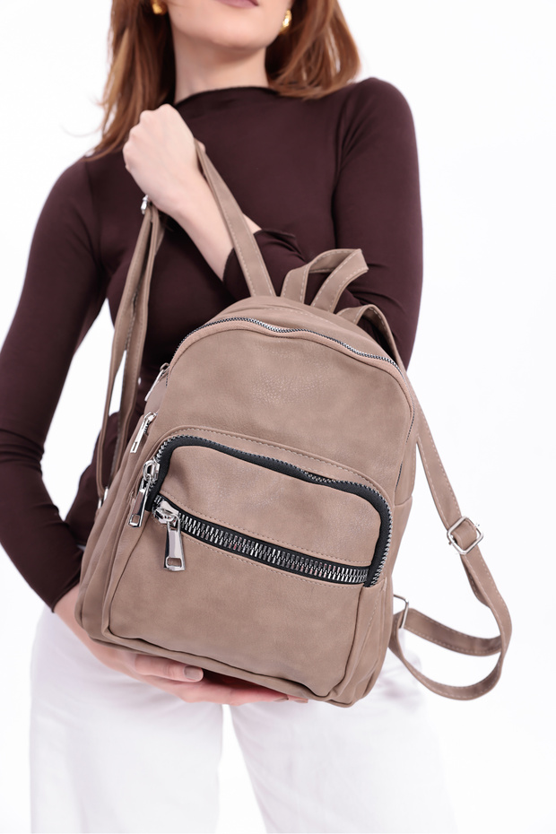 حقيبة ظهر من الجلد المغسول من سويفيا مكونة من 4 أقسام - 1