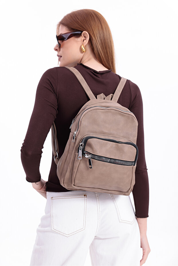 حقيبة ظهر من الجلد المغسول من سويفيا مكونة من 4 أقسام - 4