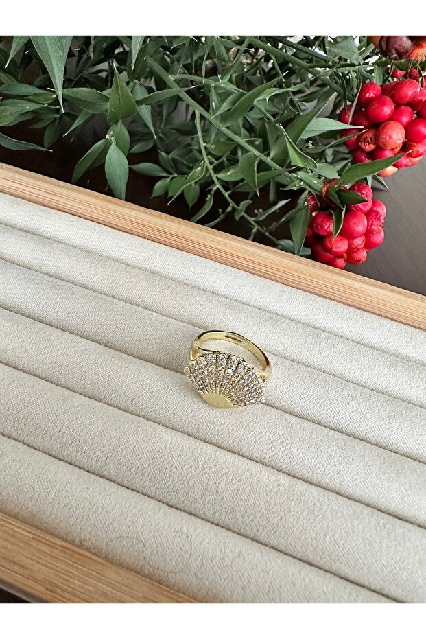 خاتم مروحة من الحجر الذهبي - 4