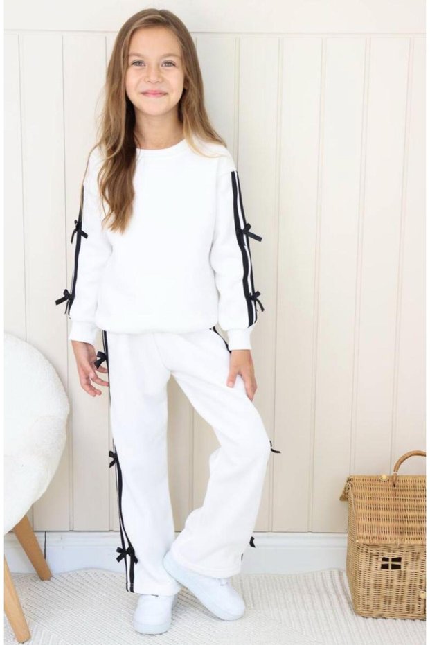 Ribbon Stripe Embroidered Wide Leg Style Suit