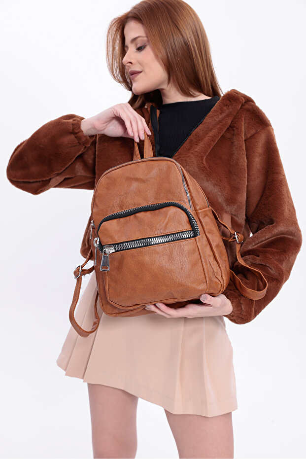 حقيبة ظهر من الجلد المغسول من سويفيا مكونة من 4 أقسام - 1