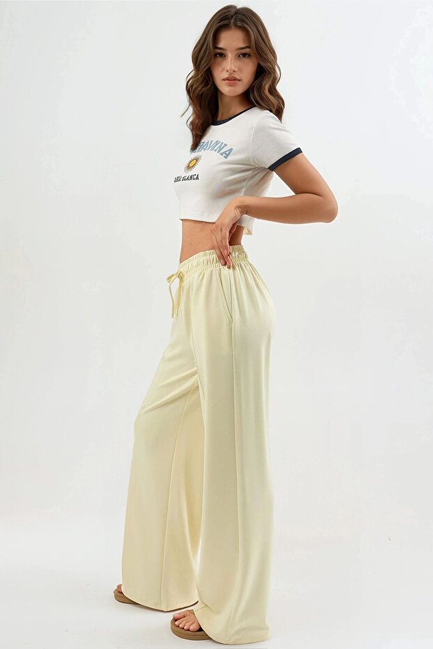 BUSEM Lastik Bel Düz Paça Pantolon - 2