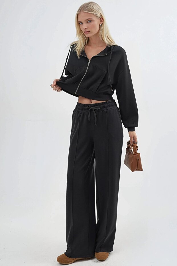 BUSEM Lastik Bel Düz Paça Pantolon - 5