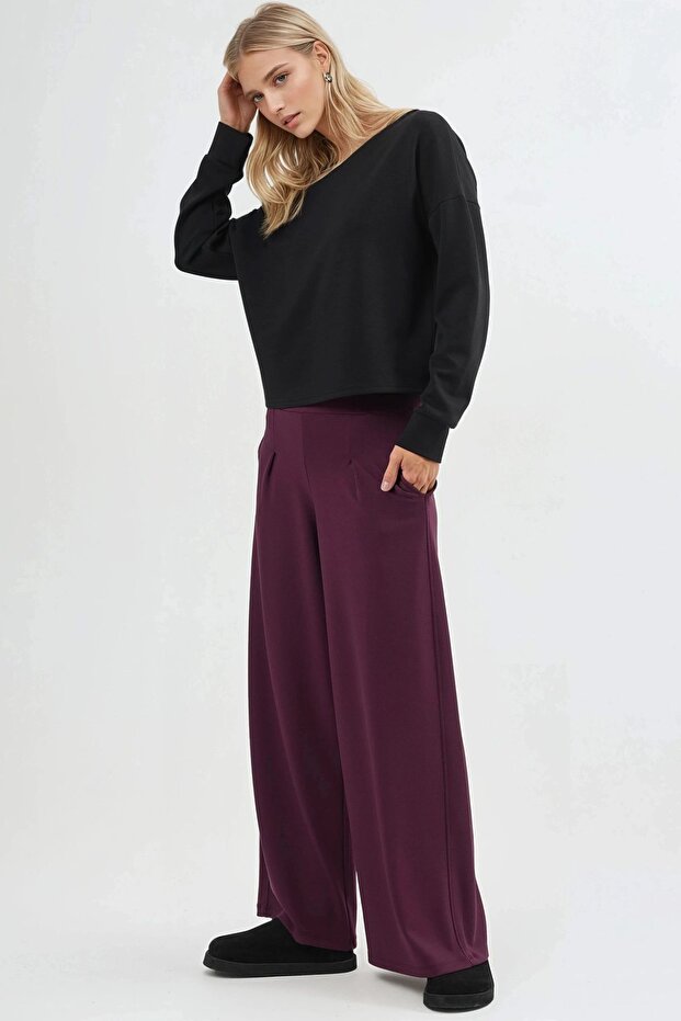 BUSEM Lastik Bel Geniş Paça Pantolon - 2