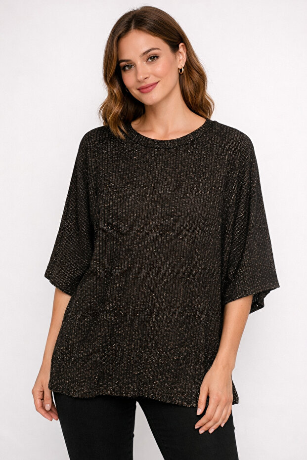 Siyah Simli Bluz - 1