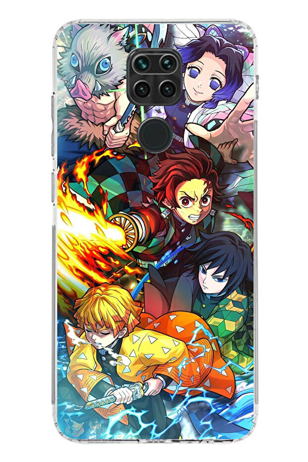 حافظة سيليكون متوافقة مع هاتف Redmi Note 9 من Demon Slayer: Demon Hunters B مطبوع - 1
