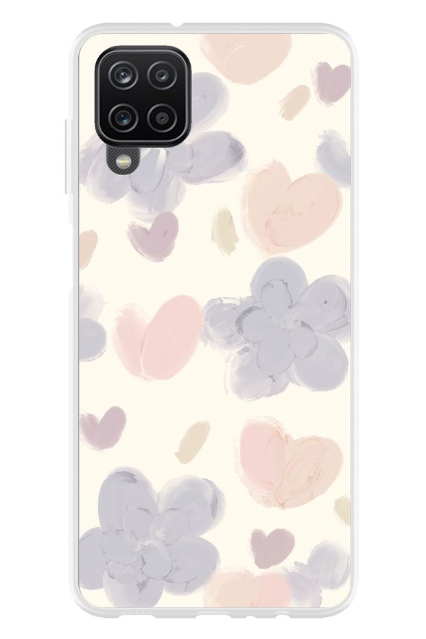 Samsung Galaxy A22-M22-M32 Compatible Pastel Paint Garden Flower and Heart Printed Silicone Case