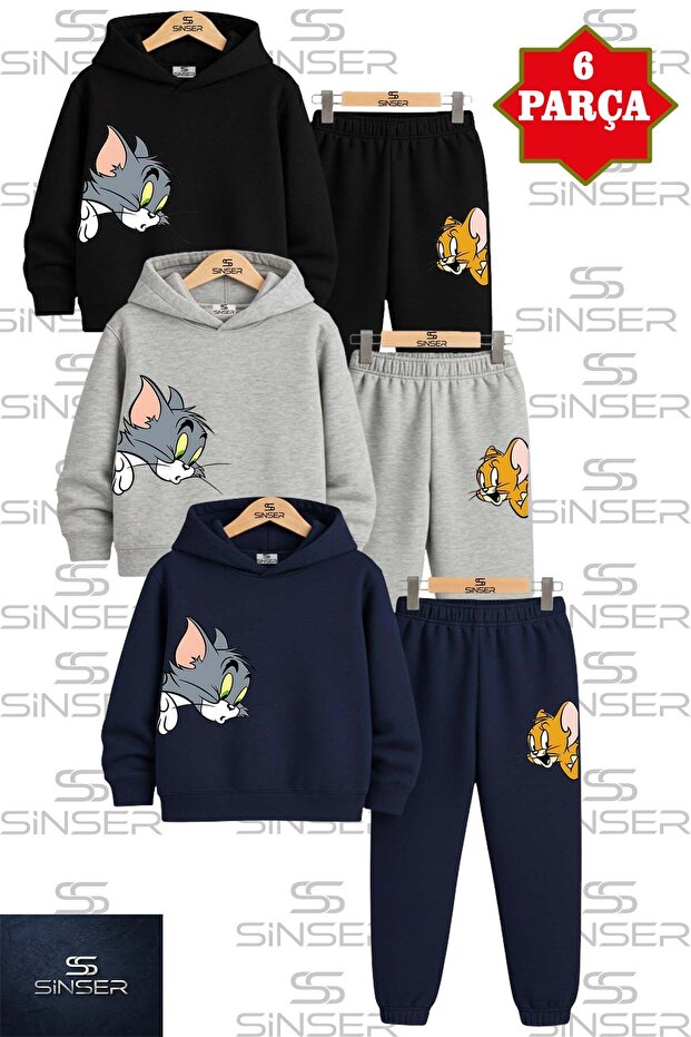 Children's 3-Piece Set'Tom and Jerry Heads on Fire' 3-Piece Hooded Tracksuit Set