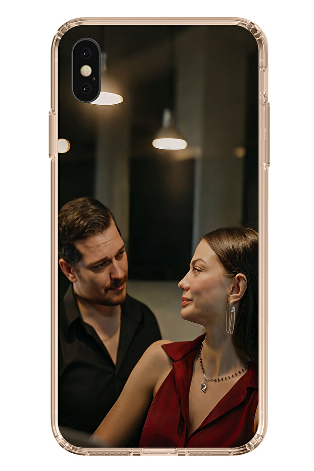 حافظة سيليكون متوافقة مع هاتف iPhone XS MAX - Eşref وNisan مطبوع - 1