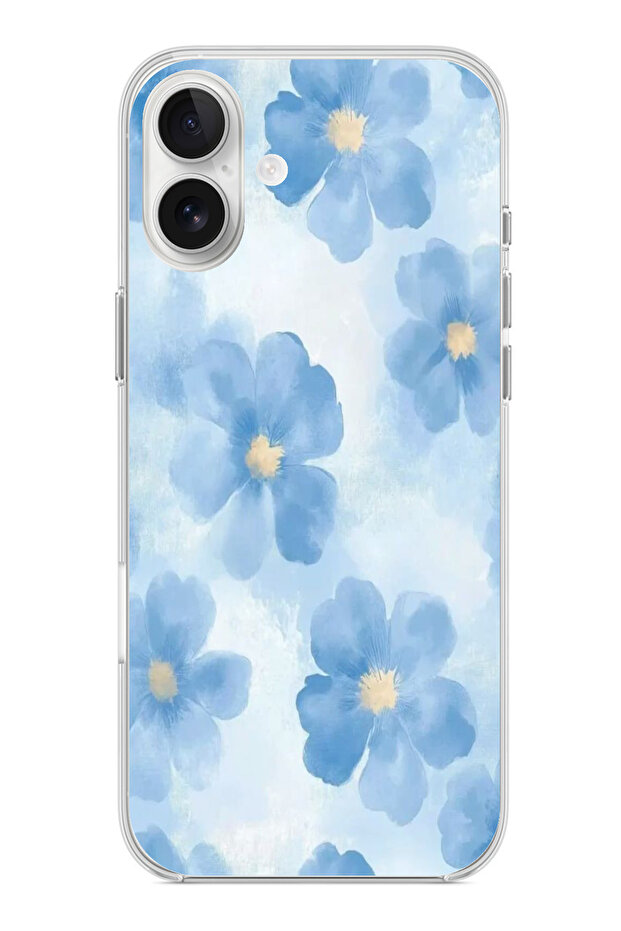 حافظة سيليكون متوافقة مع هاتف iPhone 16 PLUS باللون الأزرق مطبوع - 1