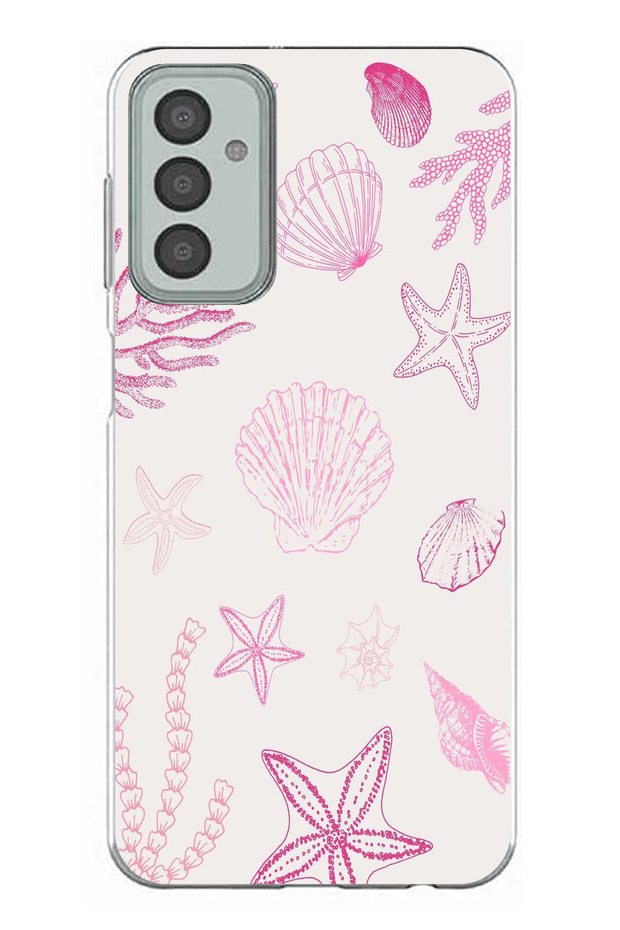 Samsung Galaxy M13-M23 Compatible Pink Starfish and Shell Printed Silicone Case