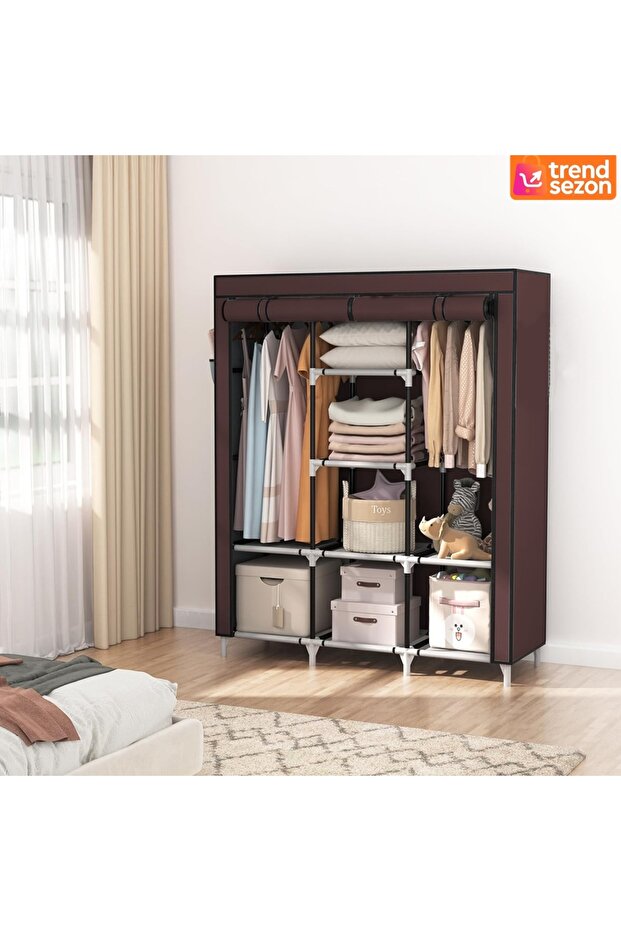 Brown Textile Wardrobe - 8