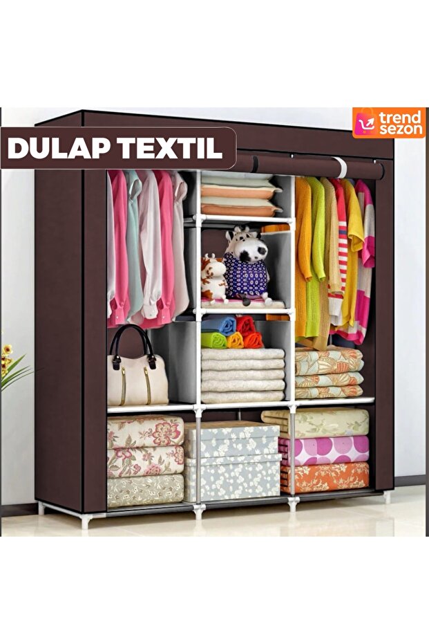 Brown Textile Wardrobe - 2