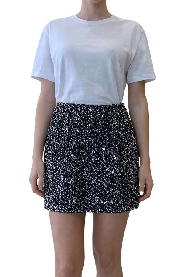 Women's Beaded Sequined Glitter Mini Skirt
