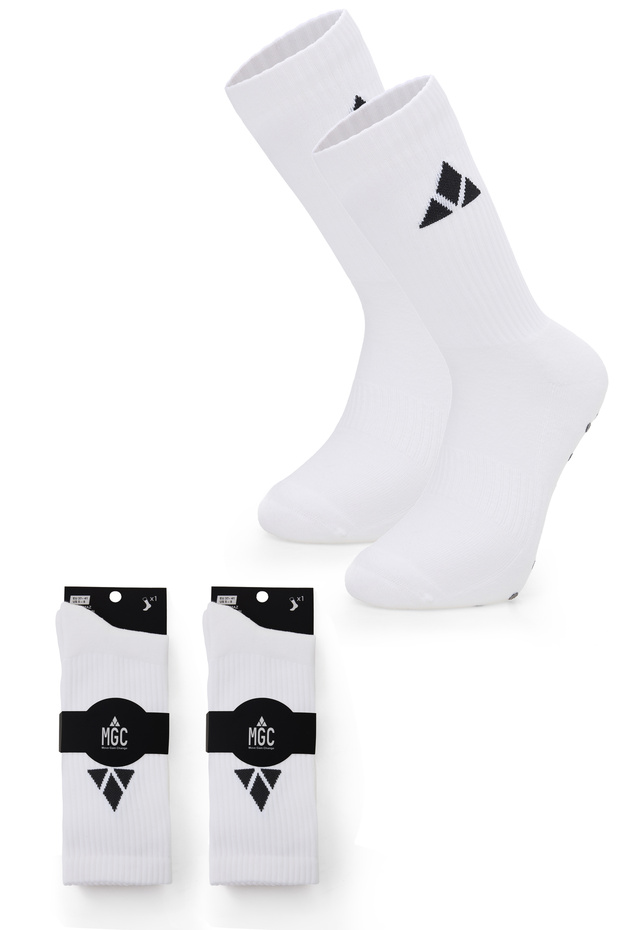 Spor 2-Pack White Stitch-Free Toe Breathable Non-Slip Sole Socks for Football, Basketball, Tennis, Yoga, Plates