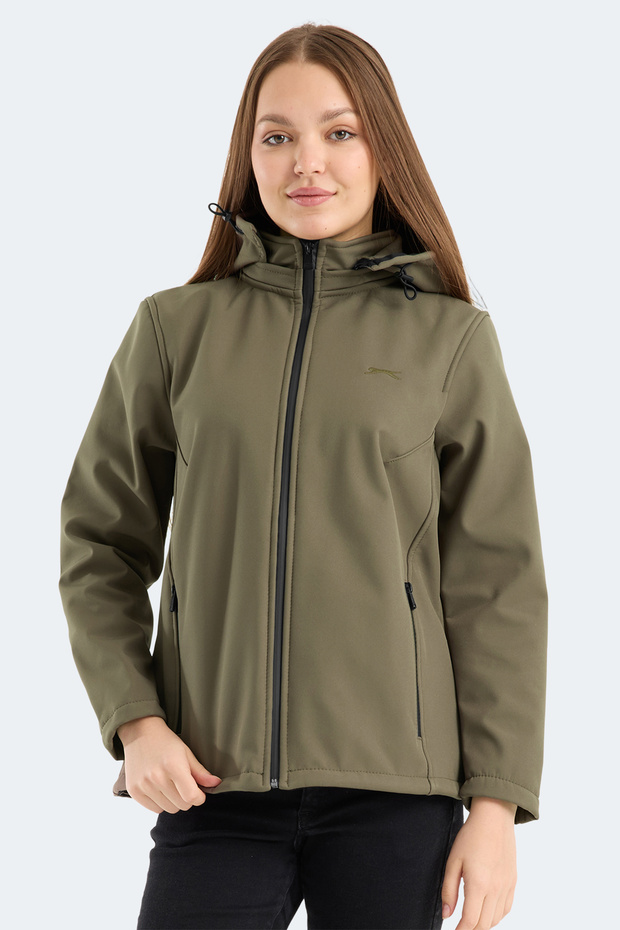 Heat Control Women's Removable Hooded Khaki Coat & Jacket