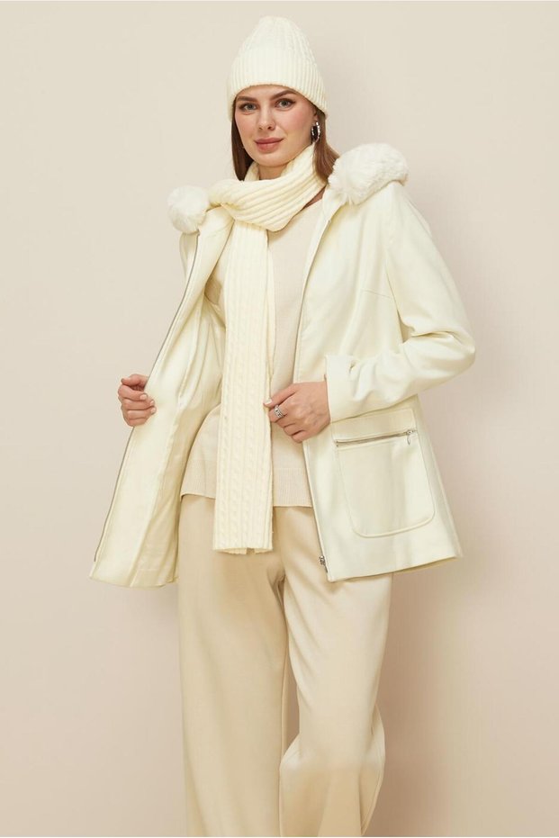 Hooded Cashmere Coat 90619