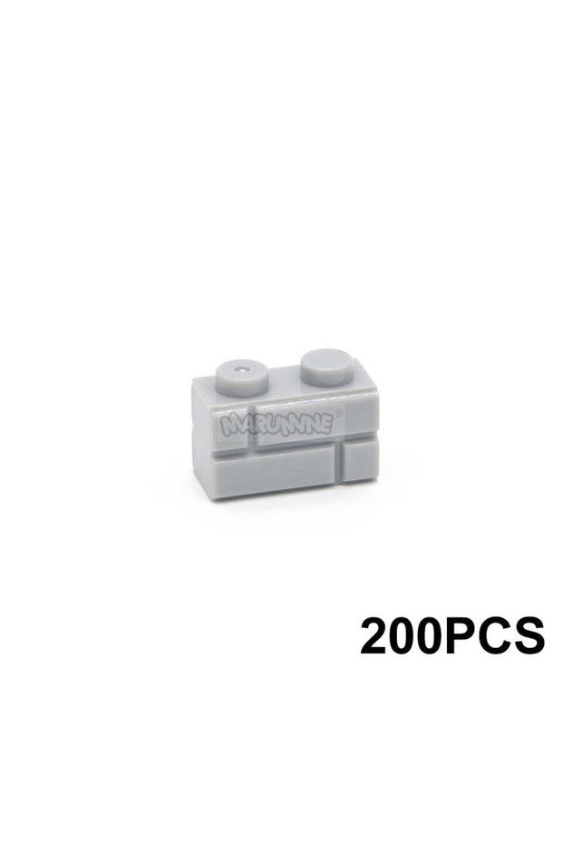 1x2 Light Grey x200 MARUMINE 200PCS MOC Building Blocks Accessories 1x2 Classic Bricks Wall Cube Com