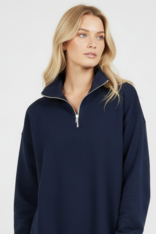 Half Zipper Women's Oversized Sweatshirt Comfortable Fit Daily Use