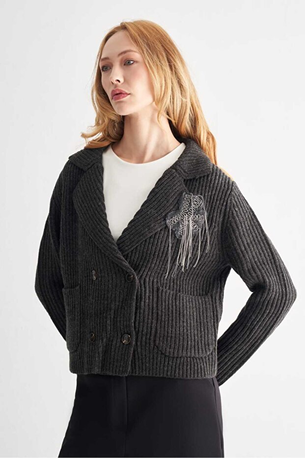 Zincir İşlemeli Mini Hırka - 1