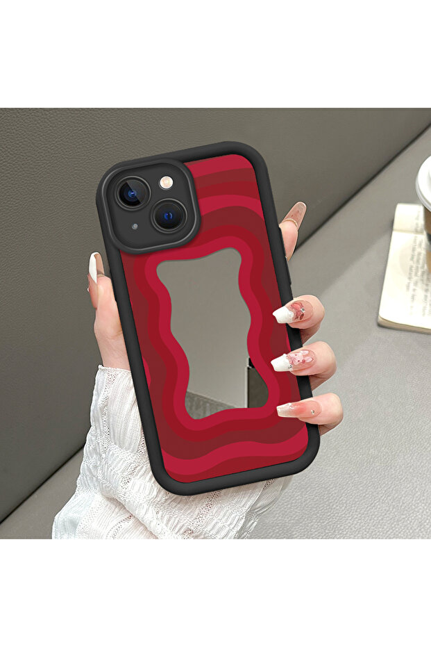 iPhone 15 Compatible Drop-Proof Black Silicone Case with Mirror Surface - 1