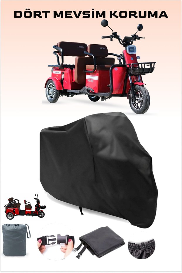Black Felix Plus Arora 3 Wheel Electric Moped Tarpaulin, Motor Tarpaulin, 4 Season Protection