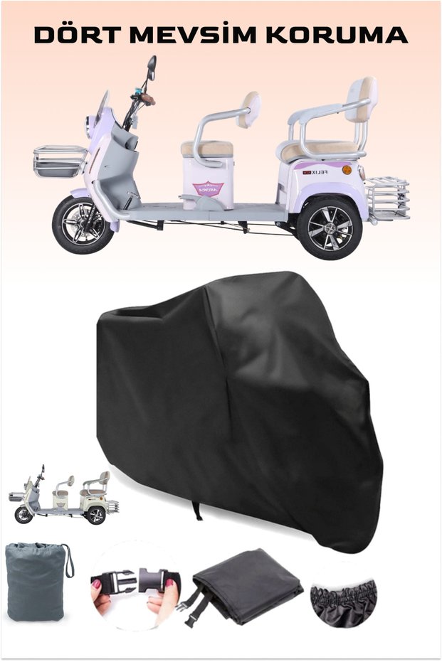 Black Arora Felix 3-Wheel Motorcycle Cover, Electric Moped Cover, 4-Season Protection