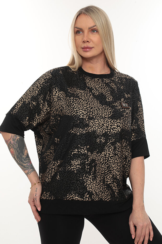 BİSİKLET YAKA DESENLİ VİSKON - 4