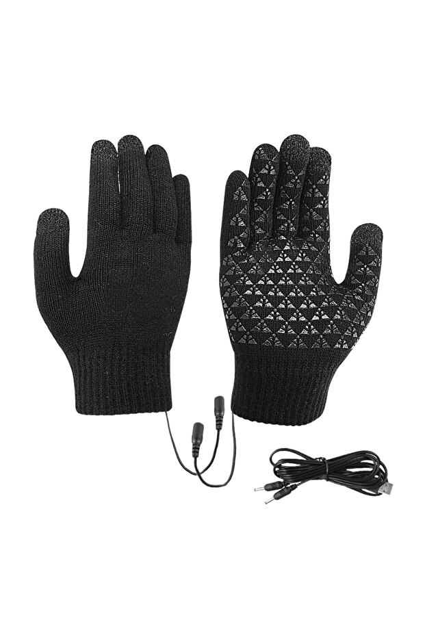 Choice black Electric Heated Gloves Touch Screen Outdoor Riding Skiing Mitten USB Heated Gloves Wint