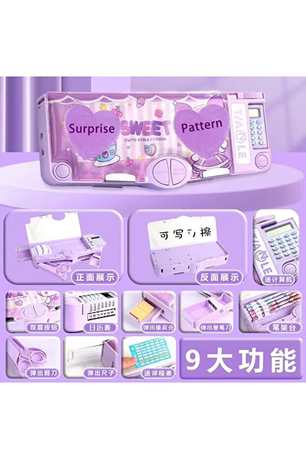 D Multi Functional Pencil Case with Calculator School Gift for Boys and Girls Pencil Case with Larg.