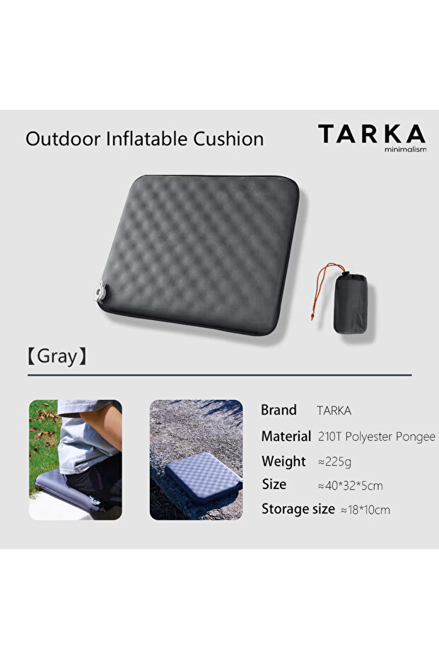 gray TARKA Inflatable Seat Cushion Camping Mat New Arrival , Portable Inflating Sitting Pad Air Mat