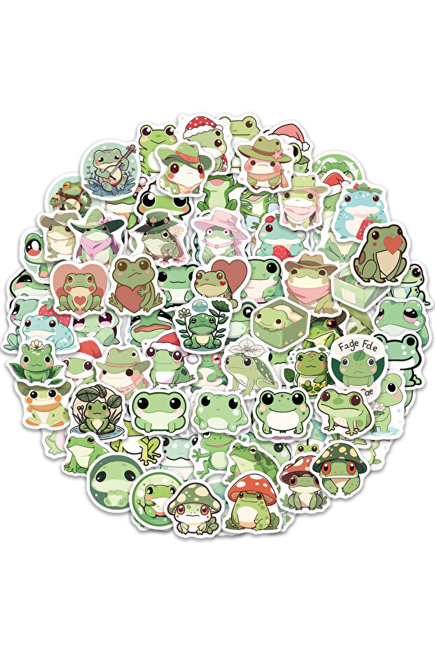 100PCS 100PCS Cute Cartoon Frog Stickers Creative Handbooks Phone Cases Laptop Suitcases Water Cups