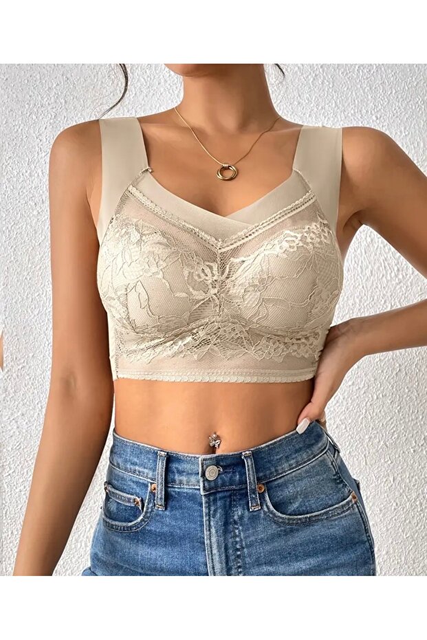 Lace Unbuttressed No Underwire Thick Strap Shaping / Sculpting Bra