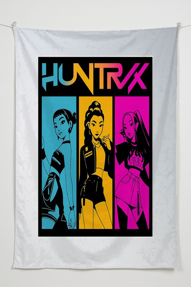 Demon Hunters Printed Wall Hanging – K-Pop Themed, High-Quality Fabric, Tapestry Wall Carpet
