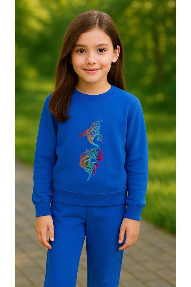 Team Sweatshirt Fish Printed Girls Boys Crew Neck3 4-5-6-7-8-9-10-11-12Years