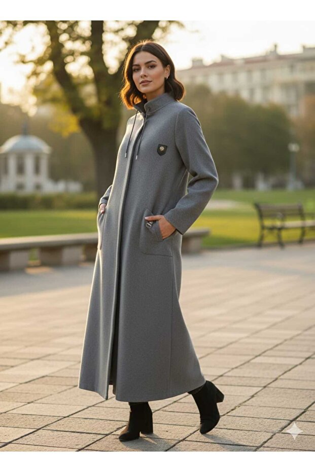 Kalın Uzun Kaşe Manto - 1