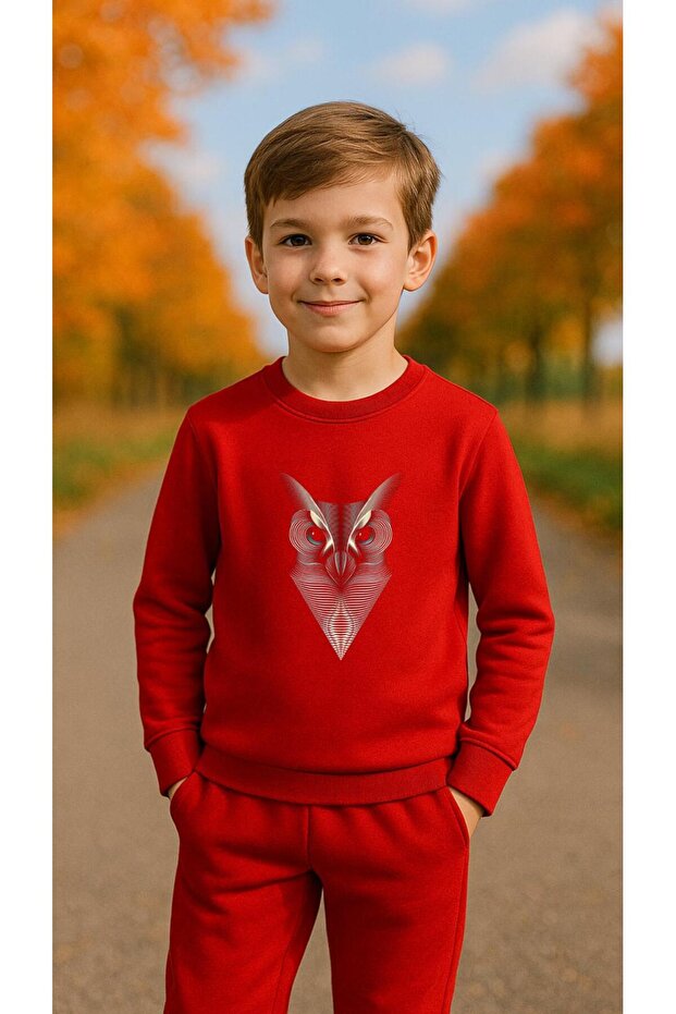 Team Sweatshirt Owl V1 Printed Girls Boys Crew Neck3 4-5-6-7-8-9-10-11-12Years